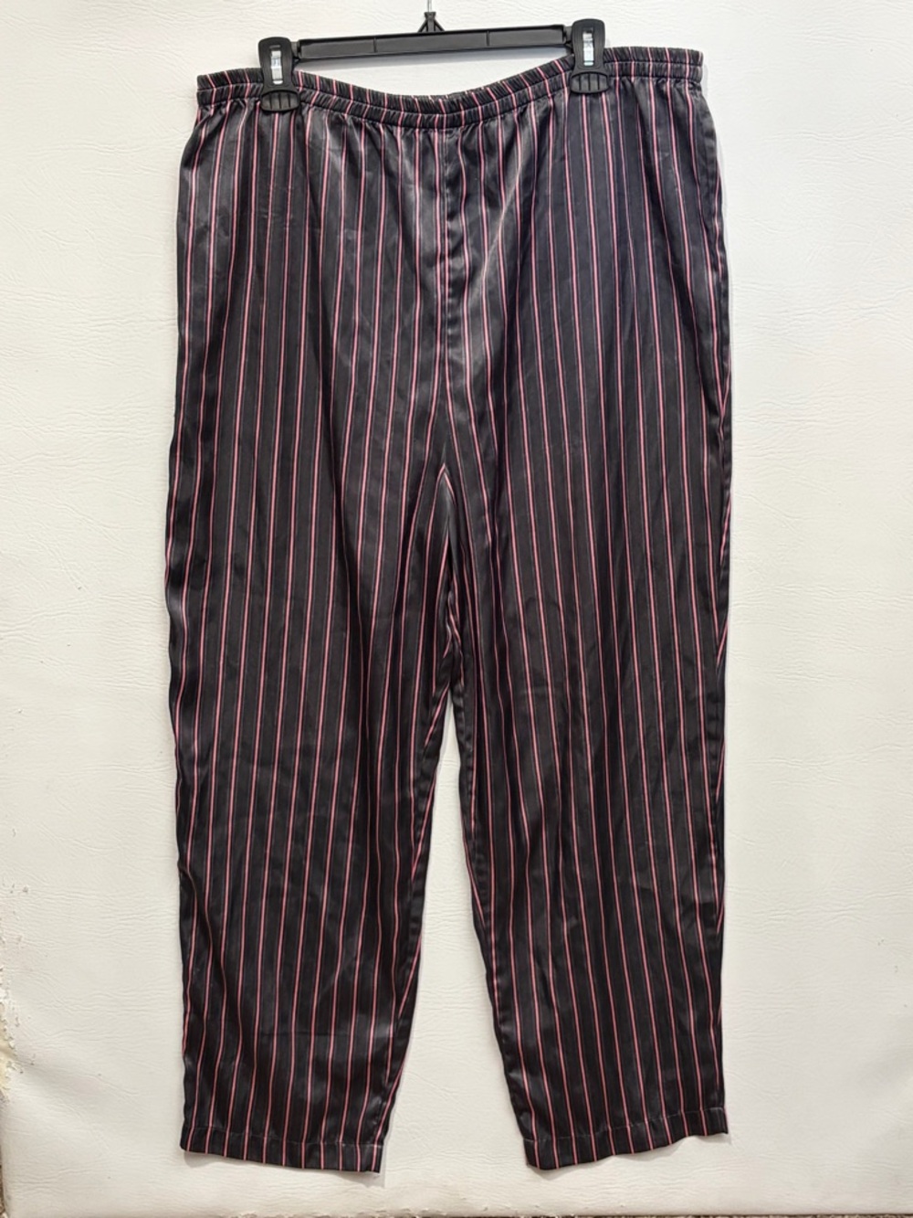 Victoria's Secret Gold Label Black and Pink Satin Striped pajama pants